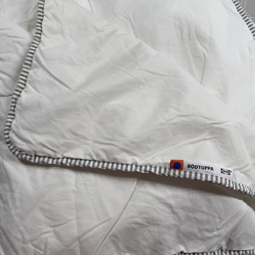 Ikea Rodtoppa Duvet insert/ Comforter White Blue 100% Cotton  FULL/ QUEEN 82x82"